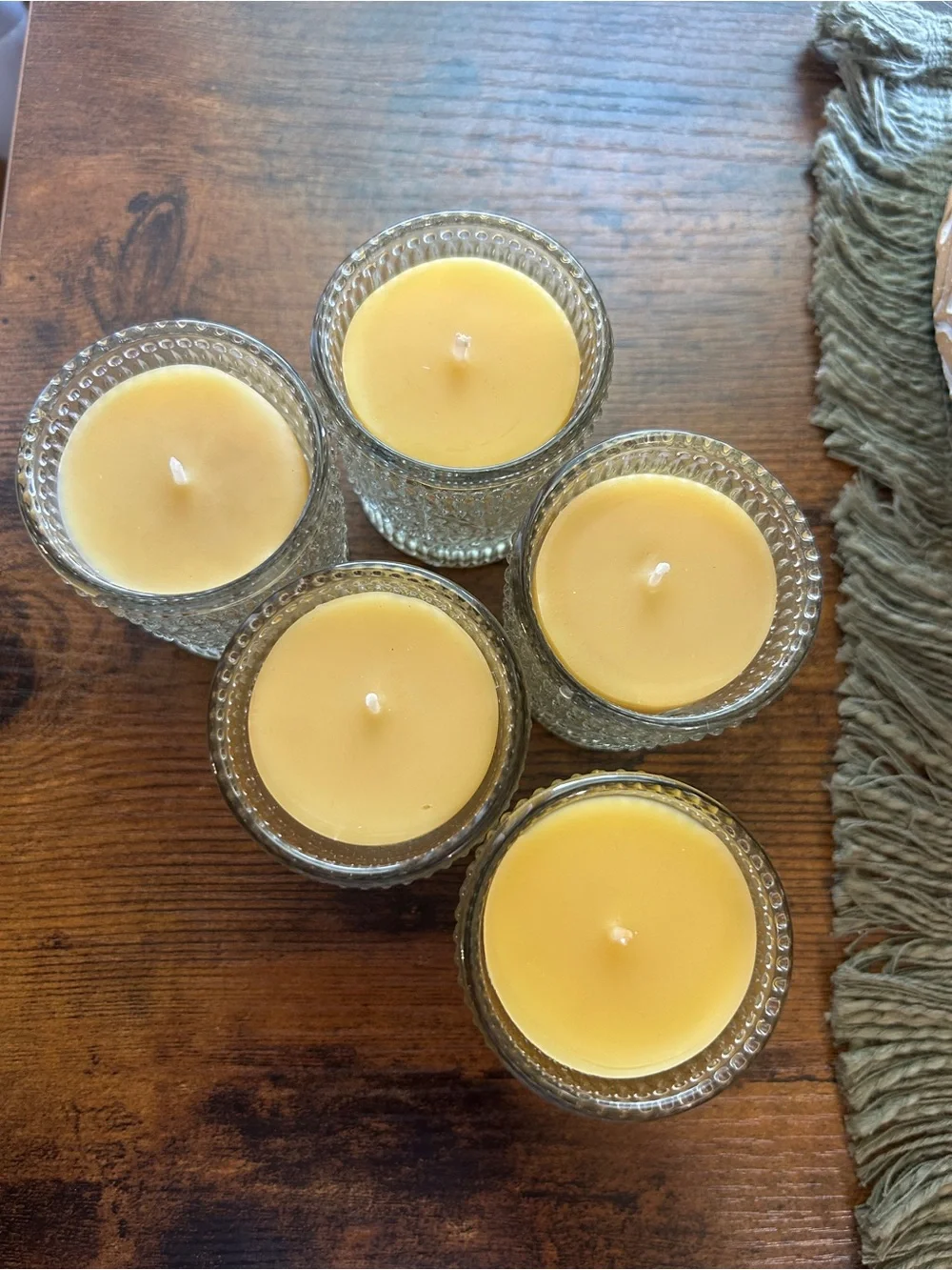 Vanilla Scented Pure Beeswax Candles 3 oz Jar-Clear Jar
